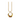 Gold necklace with a circular pendant on a white background