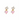 Pair of earrings with pink heart-shaped stones on a white background