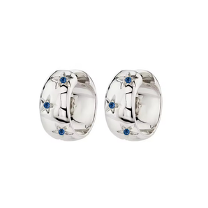 Thick Starry Navy Silver Hoops - Binky Belle waterproof, tarnish-resistant jewellery jewelry with a durable finish, designed for stylish everyday wear.
