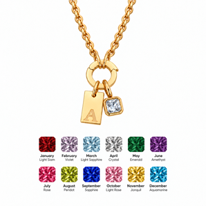 Gold Dainty Personalised Birthstone Textured Necklace