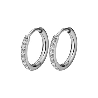 Crystal Caitlin Silver Hoops 9mm Earrings waterproof tarnish-free jewellery - Binky Belle