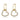 A pair of gold hoop earrings with crystal embellishments in the shape of two intertwined hearts.
