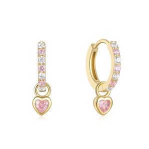 Gold Baby Pink Luxe Heart Huggies Earrings waterproof tarnish-free jewellery - Binky Belle