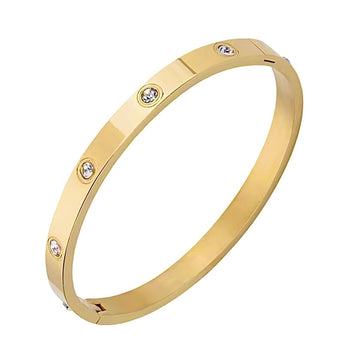 Gold Circular Diamond Bangle Bracelet waterproof tarnish-free jewellery - Binky Belle