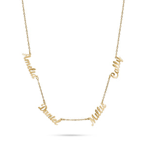 Gold Personalised 4 Name Necklace - Binky Belle waterproof, tarnish-resistant jewellery jewelry with a durable finish, designed for stylish everyday wear.