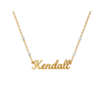 Gold Dainty Pearl Italic Custom Necklace personalised waterproof tarnish-free jewellery - Binky Belle