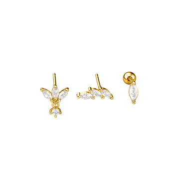 Gold Dainty Triple Stud Set Earrings waterproof tarnish-free jewellery - Binky Belle