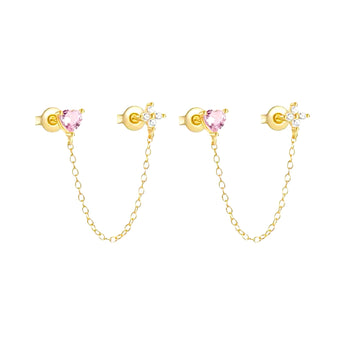 Gold Double Chain Studs - Binky Belle waterproof, tarnish-resistant jewellery jewelry with a durable finish, designed for stylish everyday wear.