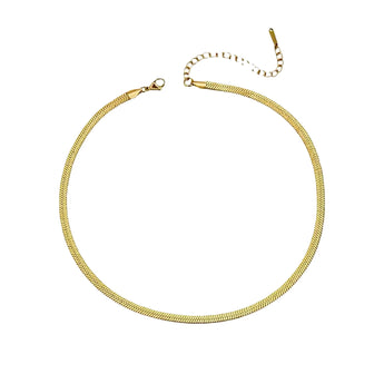 Gold Herringbone Snake Necklace Necklace waterproof tarnish-free jewellery - Binky Belle