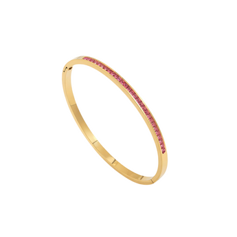 Gold Pink Crystal Layered Bangle Bracelet waterproof tarnish-free jewellery - Binky Belle