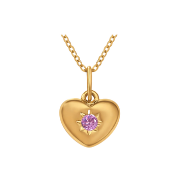 Gold Pink Heart Pendant Necklace Necklace waterproof tarnish-free jewellery - Binky Belle
