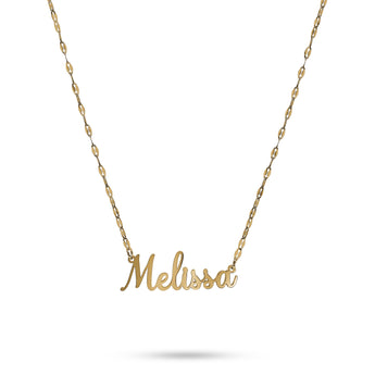 Gold Textured Custom Name Necklace personalised waterproof tarnish-free jewellery - Binky Belle