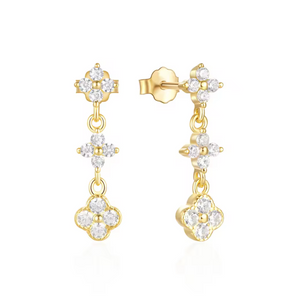 Gold Clover Dangly Studs - Binky Belle waterproof, tarnish-resistant jewellery jewelry with a durable finish, designed for stylish everyday wear.