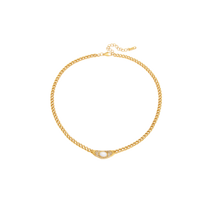 Gold White Marble Necklace Necklace waterproof tarnish-free jewellery - Binky Belle