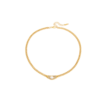 Gold White Marble Necklace Necklace waterproof tarnish-free jewellery - Binky Belle