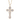 A gold-colored cross necklace adorned with sparkling crystals, displayed against a white background.