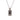A silver-plated rectangular pendant necklace with a design resembling the 'Magician' tarot card, on a chain.