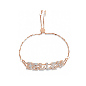 Rose Gold Icy Custom Name Bracelet personalised waterproof tarnish-free jewellery - Binky Belle
