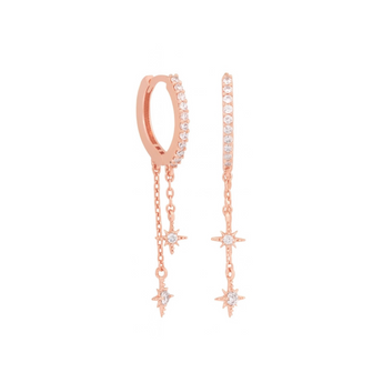 Rose Gold Two Layers Star Huggies Earrings waterproof tarnish-free jewellery - Binky Belle
