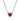 A silver necklace with a red heart-shaped pendant, displayed on a white background.