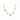 Gold necklace with various charms on a white background