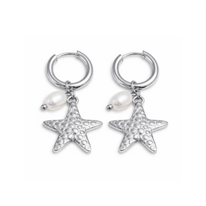Silver Starfish Hoops - Binky Belle waterproof, tarnish-resistant jewellery jewelry with a durable finish, designed for stylish everyday wear.