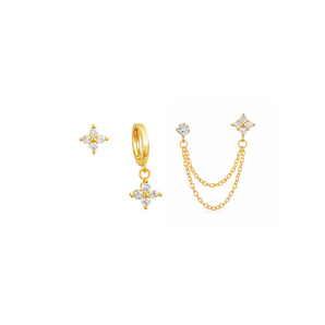 Gold Clover Chain and Huggie Set - Binky Belle waterproof, tarnish-resistant jewellery jewelry with a durable finish, designed for stylish everyday wear.