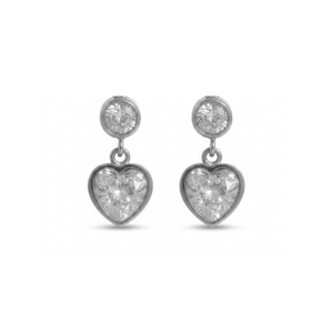 Silver Heart Dangly Studs