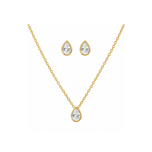 Gold Bridal Teardrop Necklace and Earring Set
