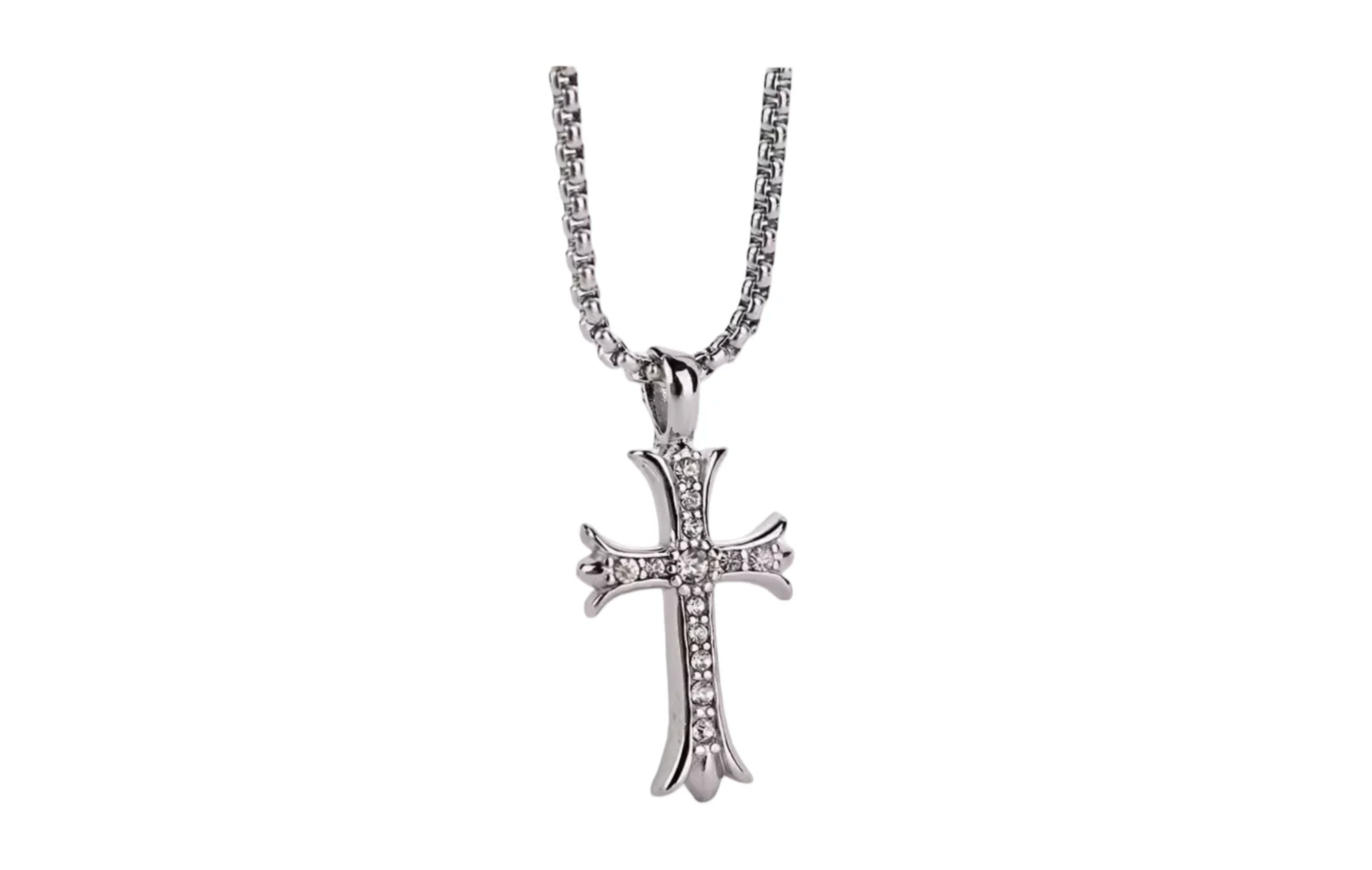 Silver Gothic Crystal Cross Necklace – Binky Belle