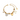 Gold bracelet with heart-shaped charms on a white background