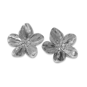 Silver Big Flower Studs Earrings waterproof tarnish-free jewellery - Binky Belle