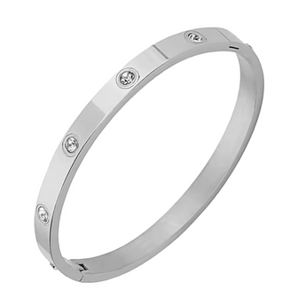 Silver Circular Diamond Bangle Bracelet waterproof tarnish-free jewellery - Binky Belle
