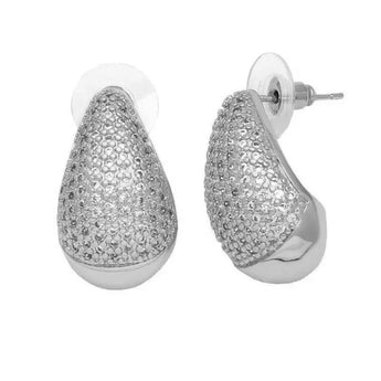 Silver Crystal MEDIUM Teardrop Studs Earrings waterproof tarnish-free jewellery - Binky Belle