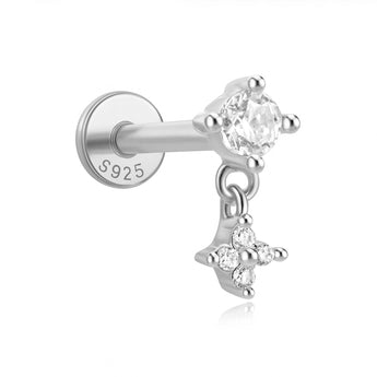 Silver Crystal and Clover Helix Stud Earrings waterproof tarnish-free jewellery - Binky Belle