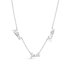 Silver Personalised 3 Name Necklace - Binky Belle waterproof, tarnish-resistant jewellery jewelry with a durable finish, designed for stylish everyday wear.
