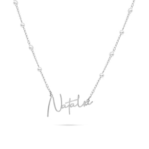 Silver Custom Dainty Pearl Necklace personalised waterproof tarnish-free jewellery - Binky Belle