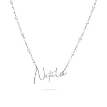 Silver Custom Dainty Pearl Necklace personalised waterproof tarnish-free jewellery - Binky Belle