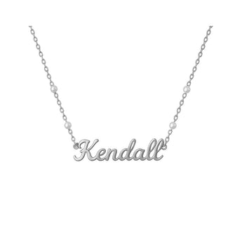 Silver Dainty Pearl Italic Custom Necklace personalised waterproof tarnish-free jewellery - Binky Belle
