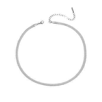 Silver Herringbone Snake Necklace Necklace waterproof tarnish-free jewellery - Binky Belle