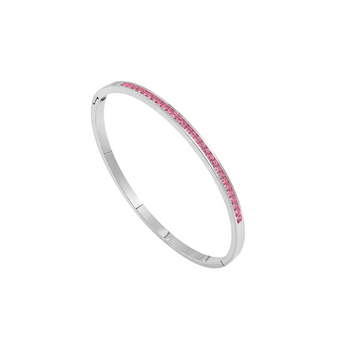 Silver Pink Crystal Layered Bangle Bracelet waterproof tarnish-free jewellery - Binky Belle
