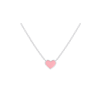 Silver Pink Small Heart Necklace Necklace waterproof tarnish-free jewellery - Binky Belle