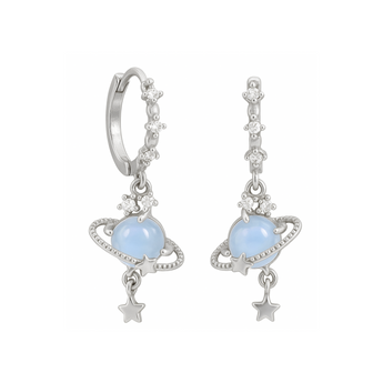 Silver Planet Turquoise Huggies Earrings waterproof tarnish-free jewellery - Binky Belle