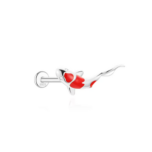 Silver Red Fish Stud - Binky Belle waterproof, tarnish-resistant jewellery jewelry with a durable finish, designed for stylish everyday wear.