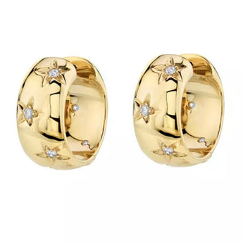 Thick Starry Gold Hoops Earrings waterproof tarnish-free jewellery - Binky Belle