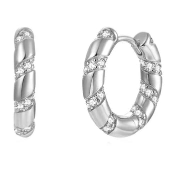 Silver Sasha Sparkly Hoops Earrings waterproof tarnish-free jewellery - Binky Belle