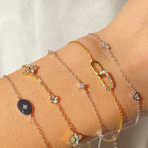 Gold Triple Crystal Heart Bracelet