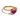 Gold ring with a red crystal centre piece placed on a white background