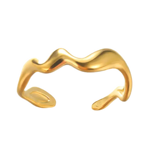 Gold Wavy Adjustable Ring