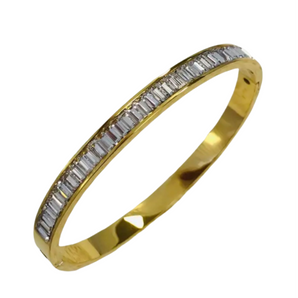 Gold Waterfall Crystal Bangle